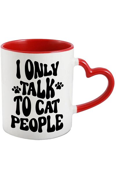 StoryGift Romania Paw mug for those who only talk to cat people with Heart Handle, With, STG.