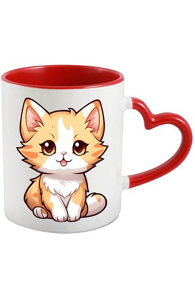 StoryGift Romania Cartoon Cat Mug, Golden Fur, Small, Fluffy, Cat Lovers, With ,STG