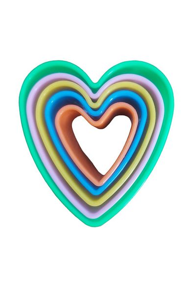 BV Set of 5 heart-shaped cookie cutters, for biscuits or donuts, 9 cm, 515COF