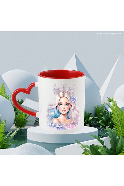 StoryGift Romania Mug with a beautiful face | illustration | | crown | princess | dress | b, With ,STG
