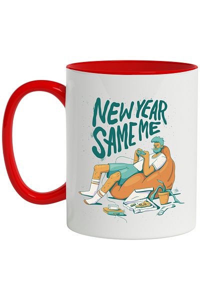 StoryGift Romania Mug With New Year Same Me, Pizza, Controller, Man, Multicolor 330 ml, Ceramic, With ,STG.