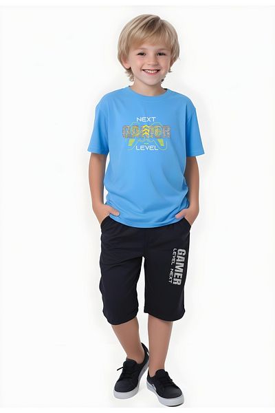 FYK KİDS Boy's Summer Gamer Printed Bottom-Top Set