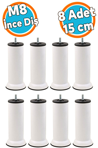 NZB Mobilya Kanepe Baza Koltuk Yükseltici Orta Destek Ayağı M8 Civata Beyaz M...