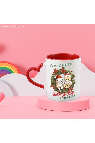 StoryGift Romania Kitten mug with the message "I hope Santa is good to you this year", Merry Christmas, With ,STG
