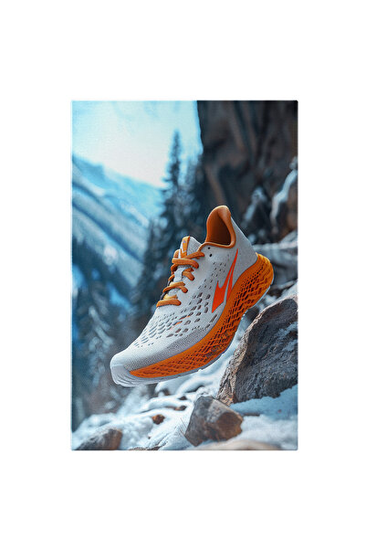 StoryGift Romania Tablou Canvas Adidas Alb Cu Talpa Si Sireturile Portocali P...