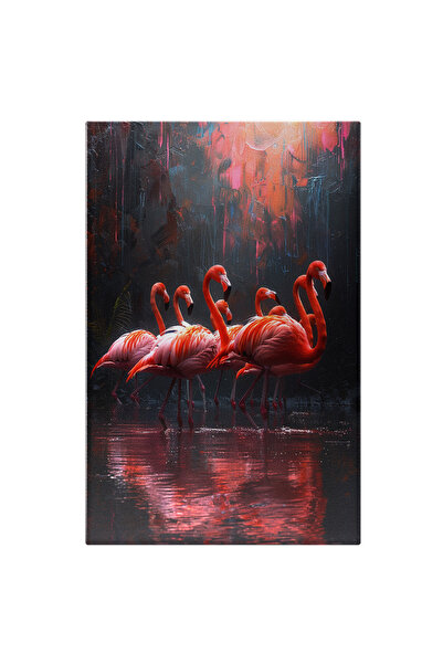 StoryGift Romania Tablou Canvas Grupul Flamingo În Lacul Din Pădurea Pictată ...
