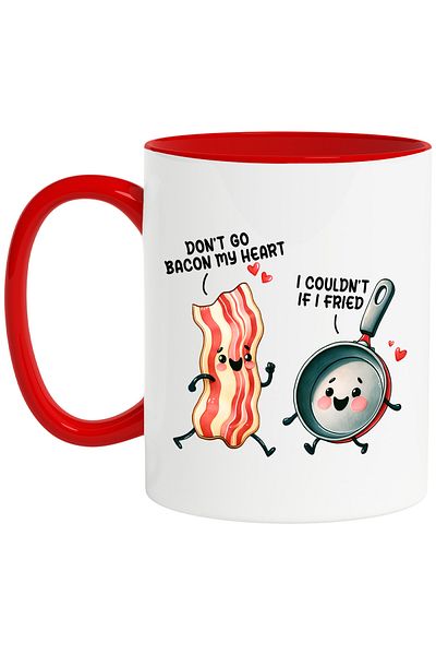 StoryGift Romania Cheerful bacon mug with the message "Don't go bacon my heart/ I couldn't if I fried", With ,STG .