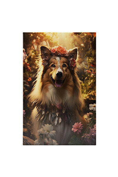 StoryGift Romania Tablou Canvas: Catel Fericit De Florile Care Il Inconjoara ...