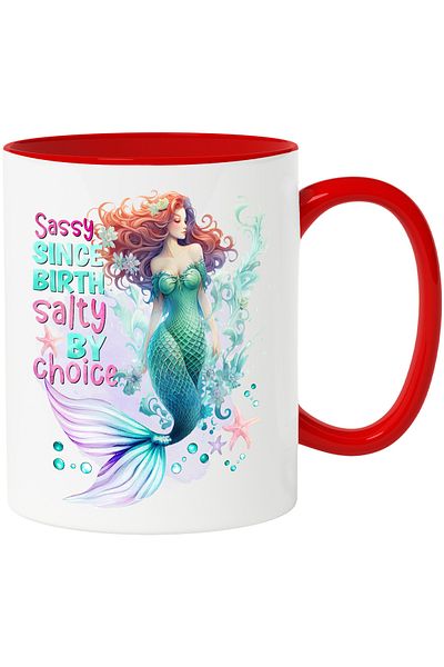 StoryGift Romania Mermaid mug with the message "Sassy since birth, salty by choice", fairy tale, illustration, With ,STG.