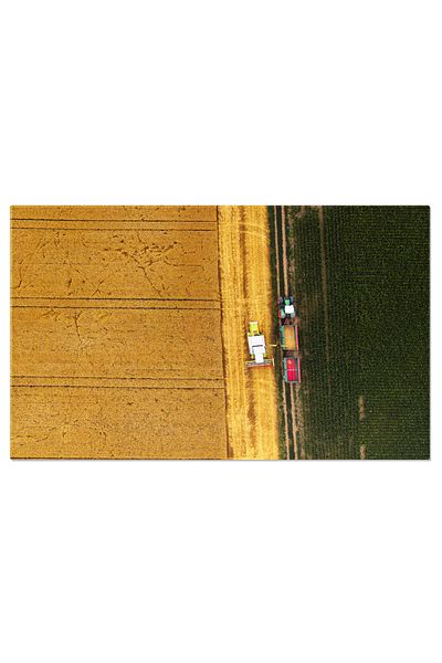StoryGift Romania Tablou Canvas: Recolta Agricola - Combina, Campuri, Agricultura, Tehnologie Drone
