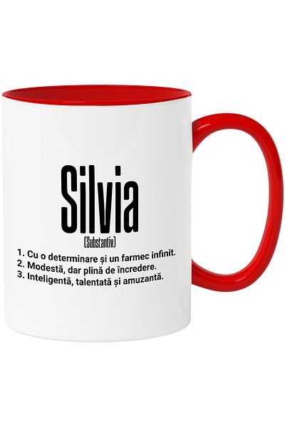 StoryGift Romania Mug With Name Silvia, and Motivational Message, Determination, Modest, Intelligence,, With ,STG