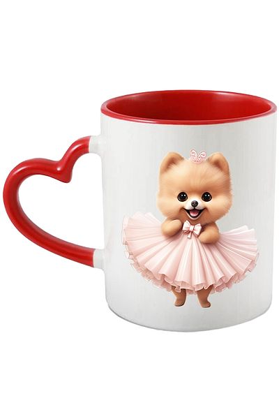 StoryGift Romania Mug with dancing Pomeranian, dog, pet, illustration, ball costume, With ,STG.