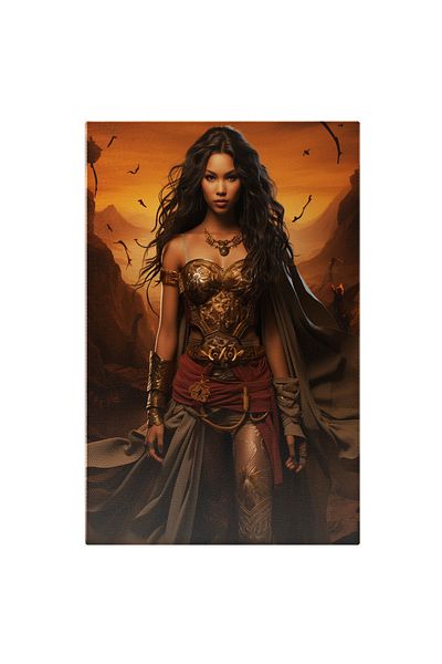 StoryGift Romania Tablou Canvas: Printesa Razboinica In Armura Aflata In Pustietate Si Pregatita De Lupta-portre