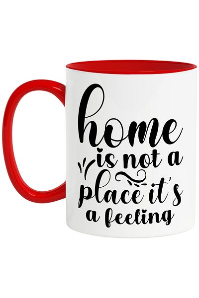 StoryGift Romania Mug with a message that says "home" is not a place, but a feeling/you feel it, With ,STG.