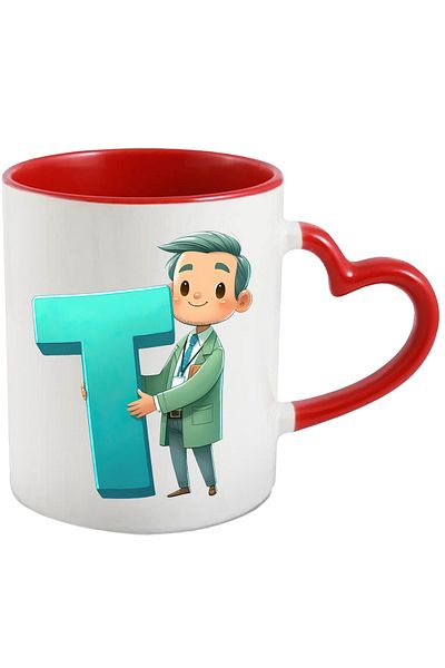 StoryGift Romania Mug with a manager holding the letter "T" | school | alphabet | hardworking students | i, Cu ,STG