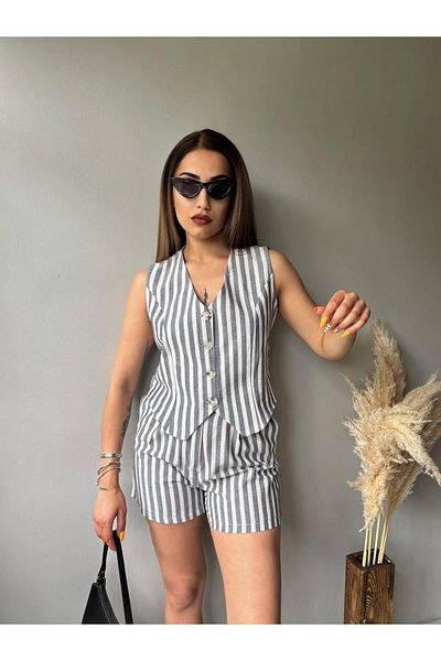 ALLEYTA Women's Shorts Vest Linen Set Mstk New Season