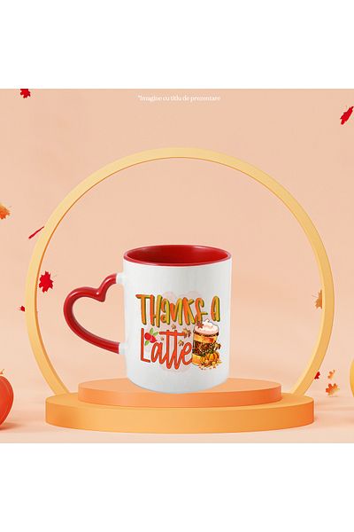 StoryGift Romania Mug with the message "Thanks a latte", autumn, illustration, pumpkins, coffee, whipped cream, fr, With ,STG .