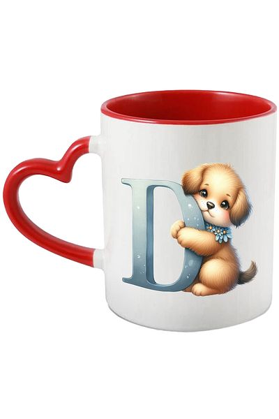 StoryGift Romania Mug with a puppy with the letter "D", illustration, for children, school, student, alphabet, With, STG.