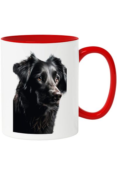 StoryGift Romania Cute Dog Portrait Mug, Black with Brown Eyes, Black Fluffy Fur, Bitches, With,STG.
