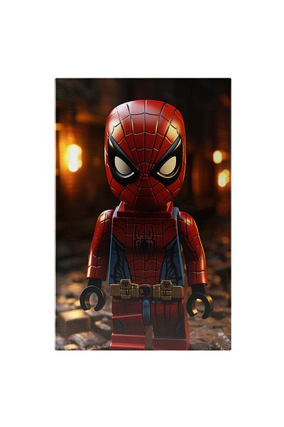 StoryGift Romania Canvas Painting 40 x 25CM Spider-Man Lego Spider-Man in Red and Blue and Model, STG.