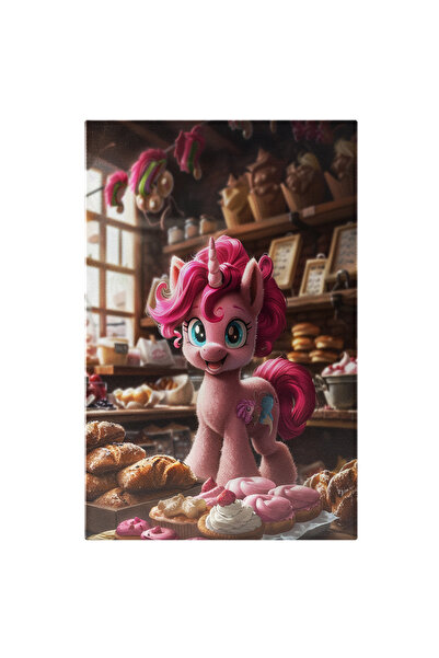 StoryGift Romania Tablou Canvas: Ponei Mic Roz Pasionat Sa Faca Briose Si Produse De Panificatie In Propria Brut