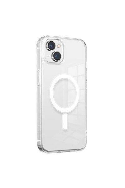 Gpack iPhone 13 uyumlu Kılıf M-Safe Şarj Özellikli Sert PC Embos Kapak Şeffaf