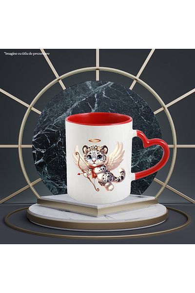 StoryGift Romania Mug with a white tiger Cupid, illustration, archery, wings, falling in love, V, Cu, STG.