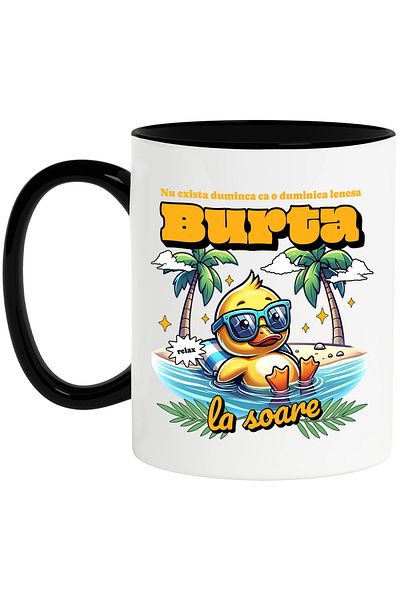 StoryGift Romania Mug There is no Sunday like the lazy duck in the sun, 330ml, Ceramic with Handle Ne, With, STG.