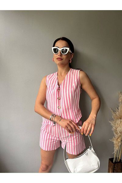 ALLEYTA Women's Shorts Vest Linen Set Mstk New Season