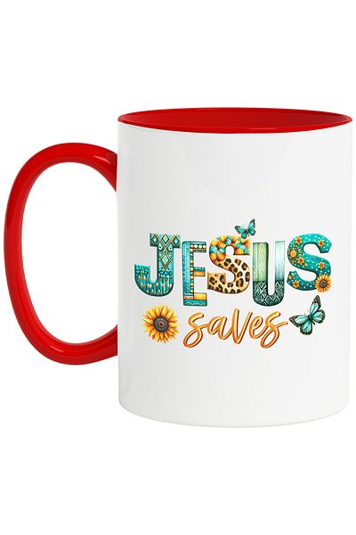 StoryGift Romania Mug with the message "Jesus saves", religion, illustration, faith, Jesus, salvation, in, With, STG.