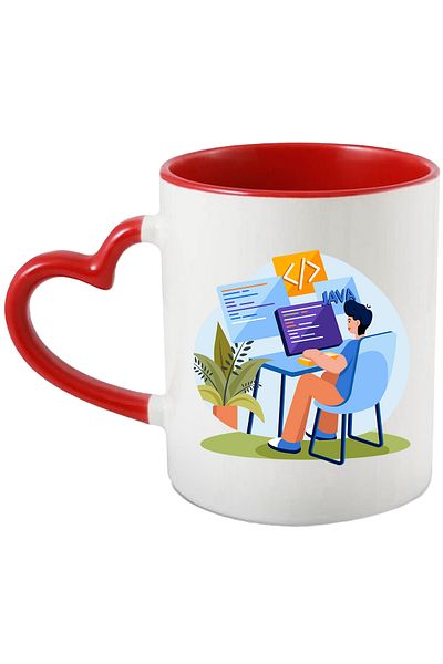 StoryGift Romania Office Mug, Programming, Code, Java, Monitor, Keyboard, Multicolor 330 ml, Sky, With ,STG.