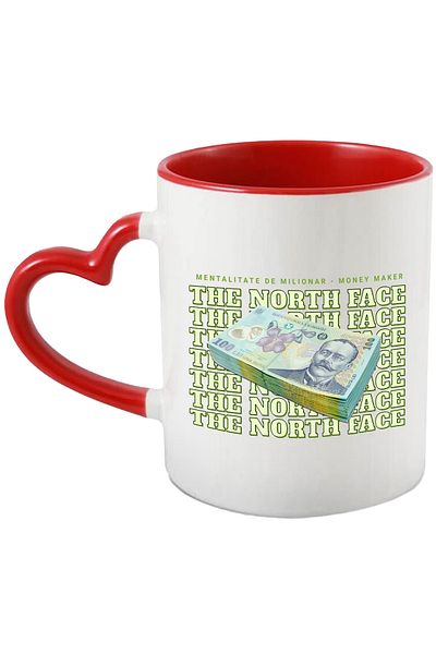 StoryGift Romania Mug __ - 100 Romanian Lei, 330ml, Ceramic with Red Heart Handle, With ,STG