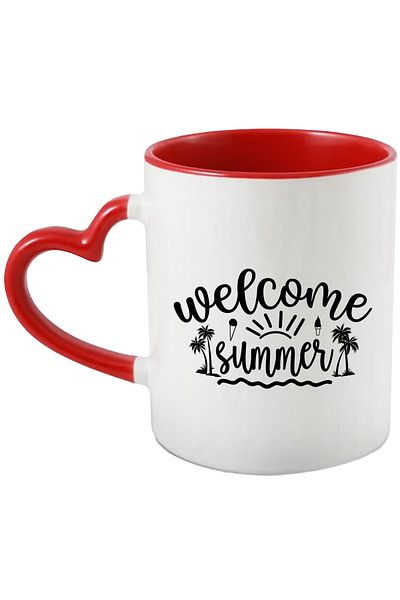 StoryGift Romania Mug with the text in English "Welcome, summer" - welcome summer sun beach with Mane, Cu, STG.