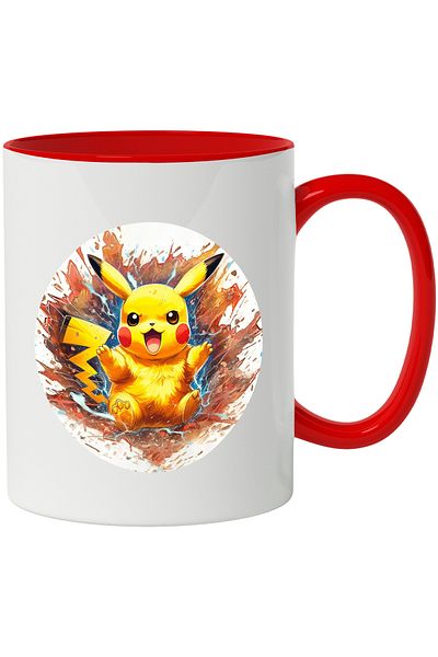 StoryGift Romania Mug With Pikachu, Pokemon, Lightning, Electricity, Anime, Multicolor 330 ml, Ceram, With, STG.