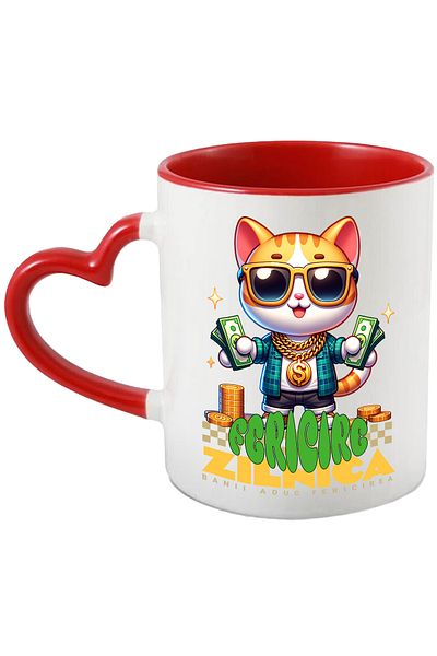 StoryGift Romania Rich Cat Mug - Daily Happiness, Money Brings Happiness, 330ml, Ceramic with , With ,STG.
