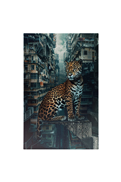 StoryGift Romania Tablou Canvas Pui De Leopard Asezat Pe O Bucata Din Peretel...