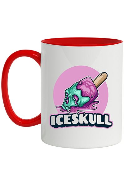 StoryGift Romania Iceskull Message Mug: Melted Ice Cream, Skull, Bat, Circle, Multicolor 330 ml, , With ,STG .