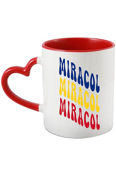 StoryGift Romania The Word Miracle Mug, in the Colors of the Romanian Flag, Red, Yellow, Blue, T, Cu, STG.