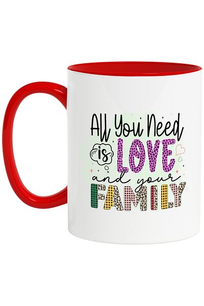 StoryGift Romania Mug with the message "All you need is love and your family", illustration, family, relative, With,STG.