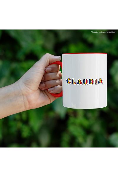 StoryGift Romania Mug With Name Claudia, Romania, Supporter, Romanian Flag, Patriot, 330ml, Sky, With, STG