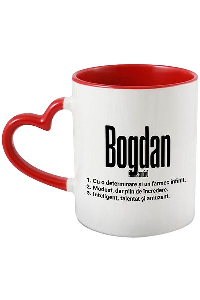 StoryGift Romania Mug With Name Bogdan, Determination, Modest, Intelligent, Funny, Personalized, C, With, STG.