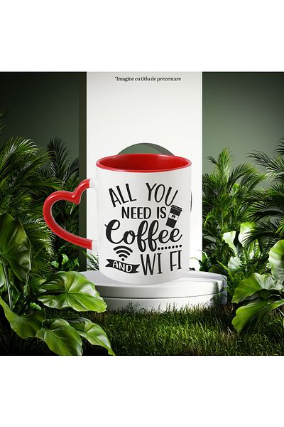 StoryGift Romania Mug with the message "All you need is coffee and Wi-Fi" - you only need coffee and , With ,STG .