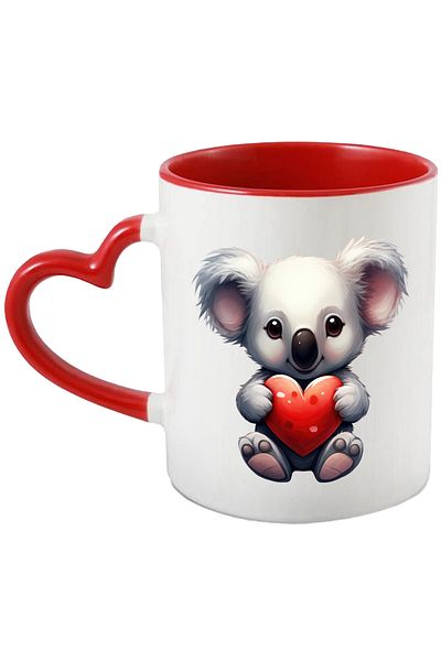 StoryGift Romania Mug with a Koala bear holding a heart in its arms | illustration | cheerful | aprec, With ,STG.