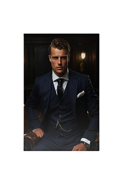 StoryGift Romania Tablou Canvas: Fotografie Cu Un Barbat La Costum - Ceas La Mana Fotoliu Conac Pictura Digitala