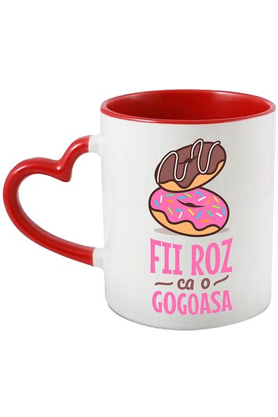 StoryGift Romania Donut Lovers Mug Be Pink Be Happy Smile, 330ml, Ceramic With Linen Handle, With ,stg