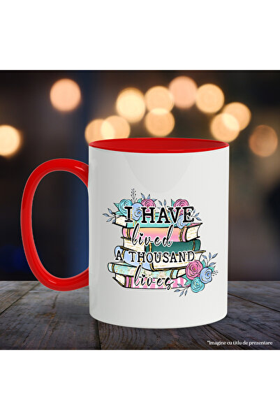 StoryGift Romania Cana Cu Un Teanc De Carti Cu Mesajul "i Have Lived A Thousand Lives", Carte, Ilu, Cu ,stg