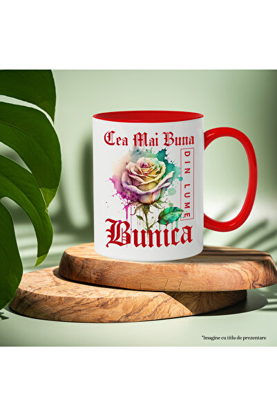StoryGift Romania Mug With The Text The Best Grandma, In The World, Flower, Colorful Rose, Waterco, With,STG.