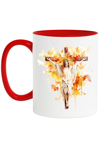 StoryGift Romania Cup with the Lord Jesus Christ crucified on the cross, religion, illustration, faith, , With ,STG.