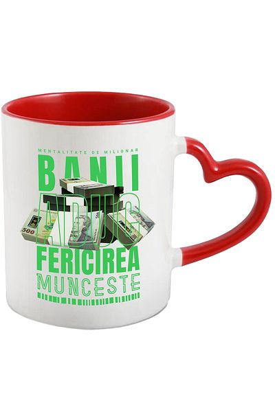 StoryGift Romania Money Brings Happiness Mug - Millionaire Mentality, 330ml, Ceramic with Linen Handle, With ,STG.