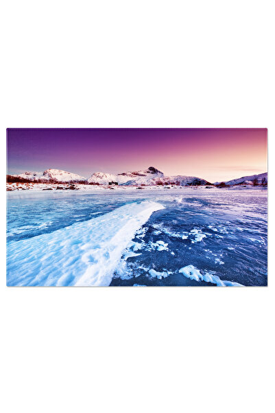 StoryGift Romania Tablou Canvas Culmea Muntelui Si Gheata Pe Suprafata Laculu...